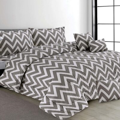 Modern Grey Chevron Comforter Set