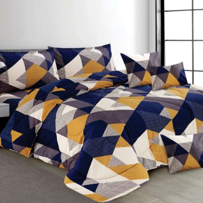 Navy Mustard Abstract Triangle Comforter Set