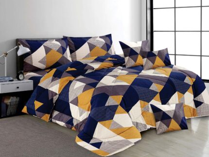 Navy Mustard Abstract Triangle Comforter Set