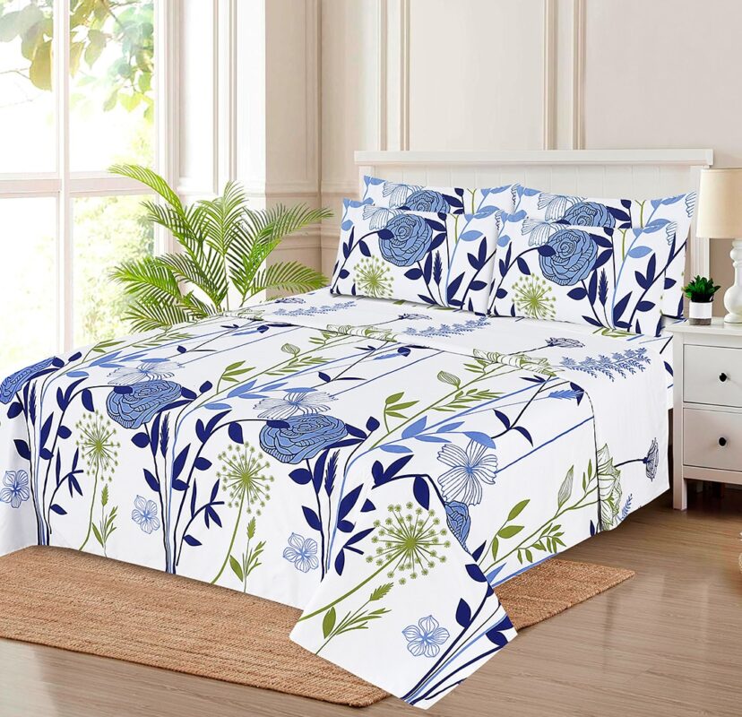 Blue Botanical Floral Comforter Set